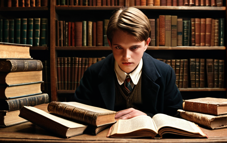 Traditional Business English Learning**
"A dedicated student or professional, possibly from the 1990s or early 2000s, sits at a wooden desk, deeply focused on a pile of thick grammar textbooks and an open, well-worn dictionary. The scene conveys a sense of traditional, analog, and laborious rote learning. The room is dimly lit, reminiscent of an old library or study, with a vintage aesthetic. Emphasize the physical books and the solitary nature of learning. High detail, realistic, nostalgic feel."
2. **Prompt for