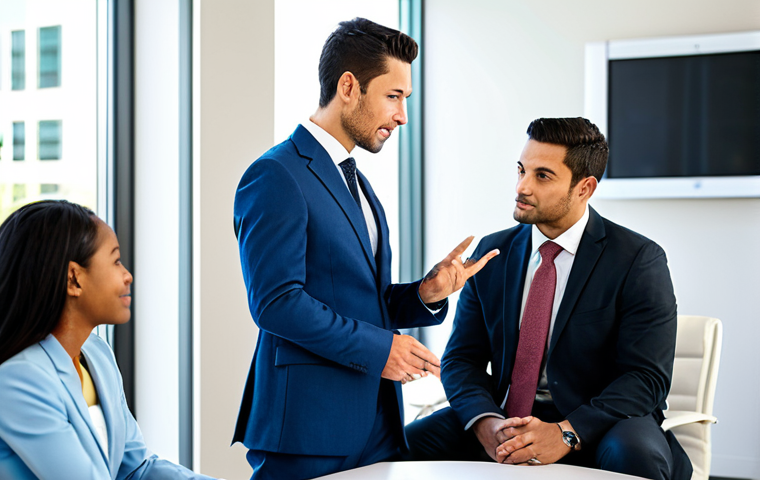 A diverse group of professional business executives, fully clothed in modest business suits, collaborating and communicating clearly in a modern, well-lit conference room. The atmosphere is professional and focused, emphasizing effective global communication. Perfect anatomy, correct proportions, natural poses, well-formed hands, proper finger count, natural body proportions. Professional photography, high quality, safe for work, appropriate content, family-friendly.