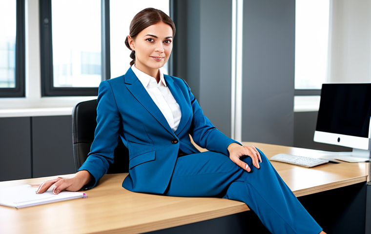 **

"A confident businesswoman in a modest business suit, sitting at a desk in a bright, modern office. Fully clothed, appropriate attire, safe for work, perfect anatomy, natural proportions, professional photography, high quality."

**