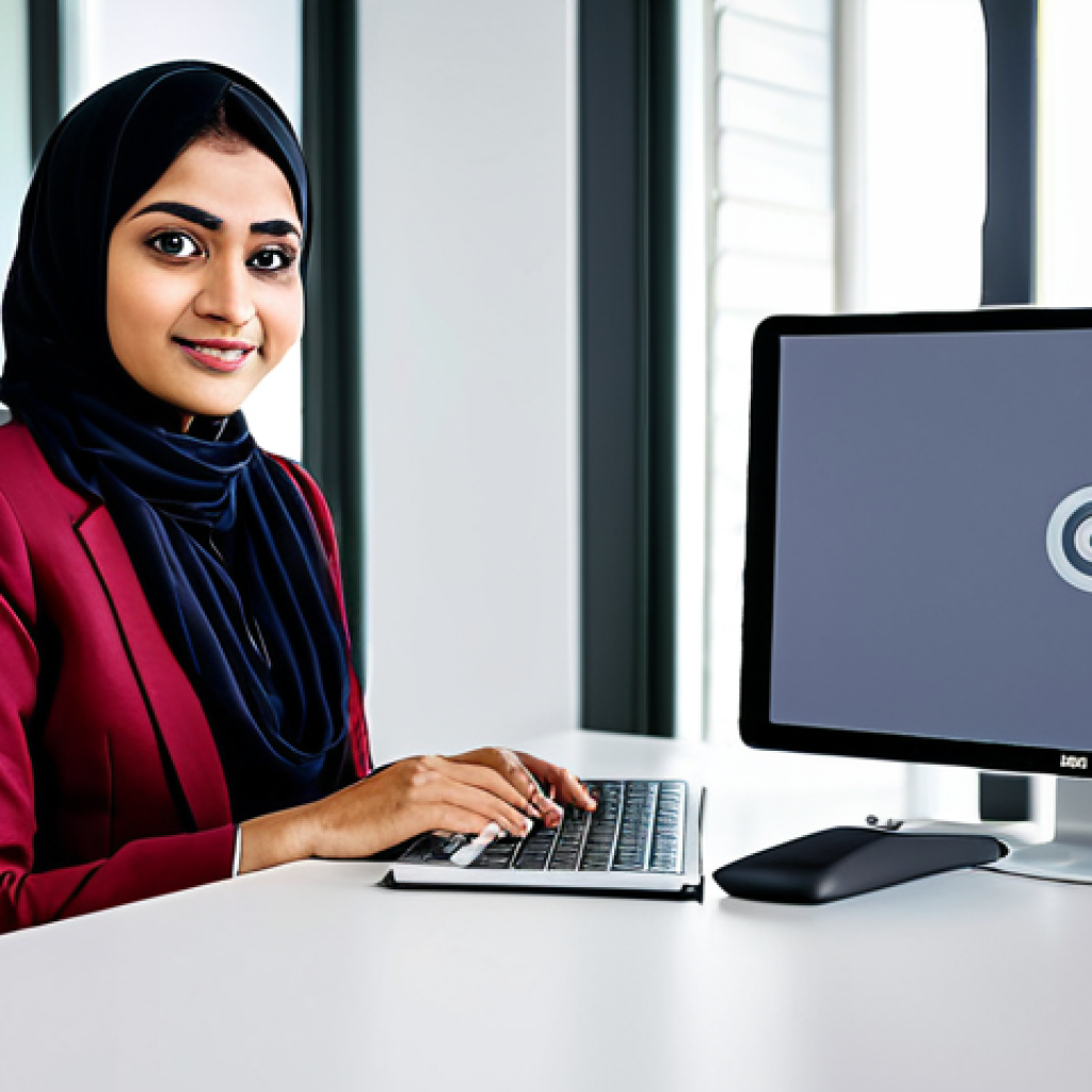 무역영어 실기 과제 완성 팁 - **

A professional businesswoman in a modest, tailored salwar kameez, sitting confidently at a moder...