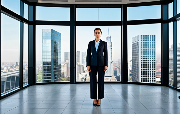 무역영어 자격증으로 전문 무역 커리어 시작 - **

A confident businesswoman, fully clothed in a tailored business suit, standing in a modern offic...