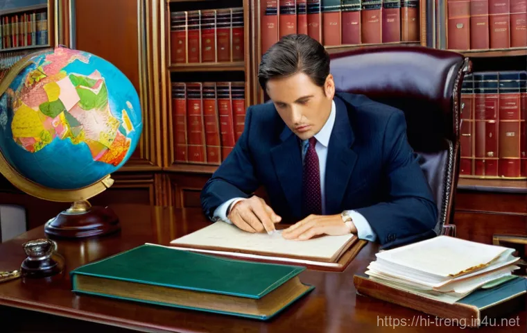 무역영어 시험 관련 법규와 규정 - **Prompt:** A diverse group of international business professionals, men and women of various ethnic...