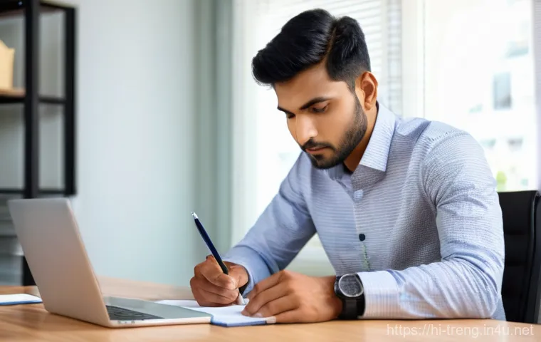 무역영어 공부의 동기 부여 방법 - **Prompt 1: Focused Learning and Aspiration**
    A young Indian professional, a man in his late 20s...