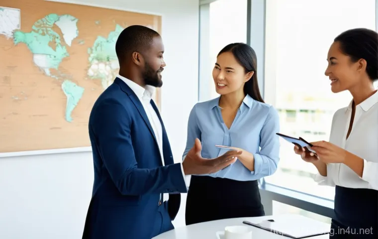 무역영어 학습 자료 제작과 효율적 활용법 - **Prompt:** A confident, articulate professional woman in her early 30s, dressed in a sleek, dark bl...