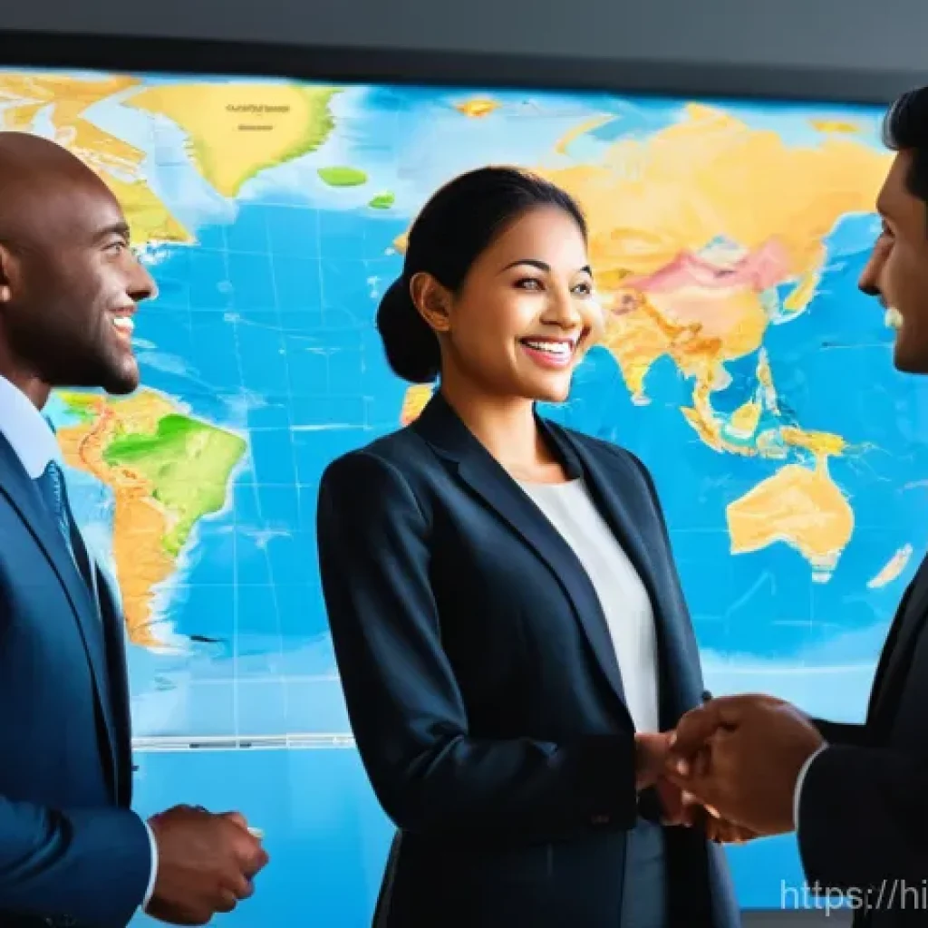 무역영어 학습을 통한 커리어 업그레이드 - **Prompt 1: Global Business Confidence and Networking**
    "A diverse group of five successful busi...