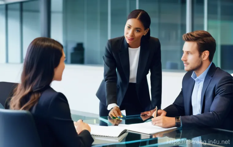 무역영어 자격증과 관련된 심화 학습 기회 - **Prompt:** A dynamic, well-lit image of a diverse group of four business professionals (two men and...