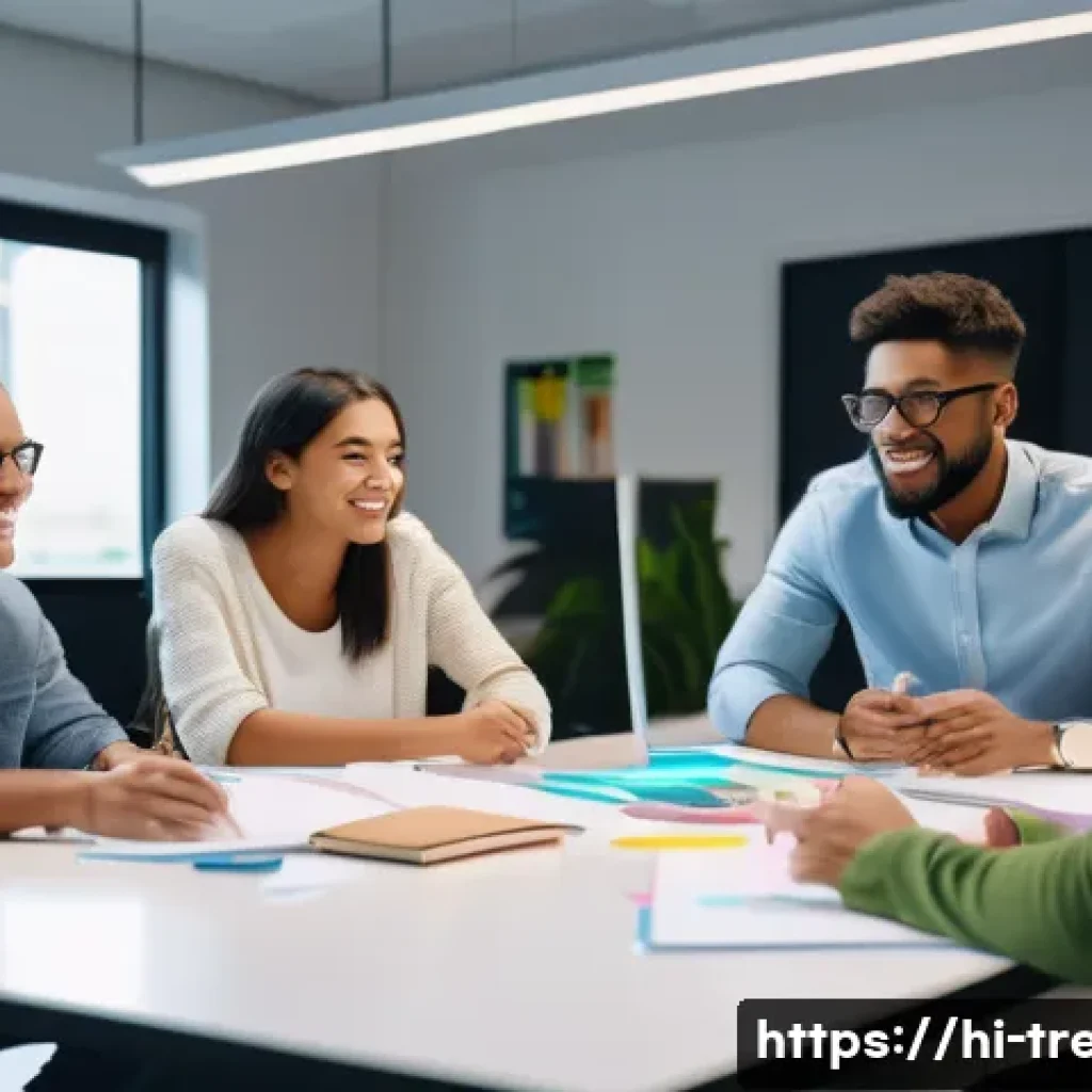 무역영어 실기시험 대비 주요 참고 자료 - **Prompt:** A group of ethnically diverse young adults are collaborating in a brightly lit, modern o...