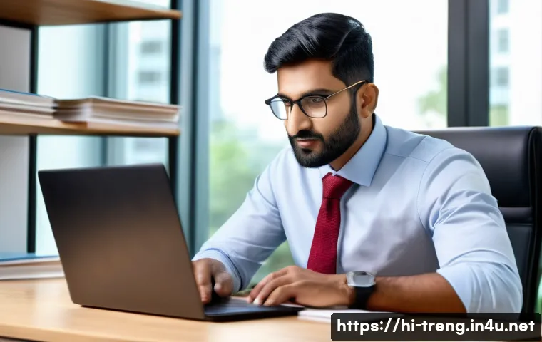 무역영어 시험 대비 과정에서 배운 중요한 교훈 - A professional Indian businessman sitting confidently at a modern office desk, writing a formal busi...