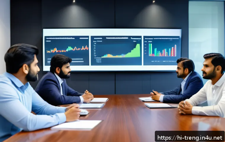 무역영어 학습법을 개선하는 팁 - A professional business meeting scene featuring diverse Indian professionals speaking Hindi with Eng...