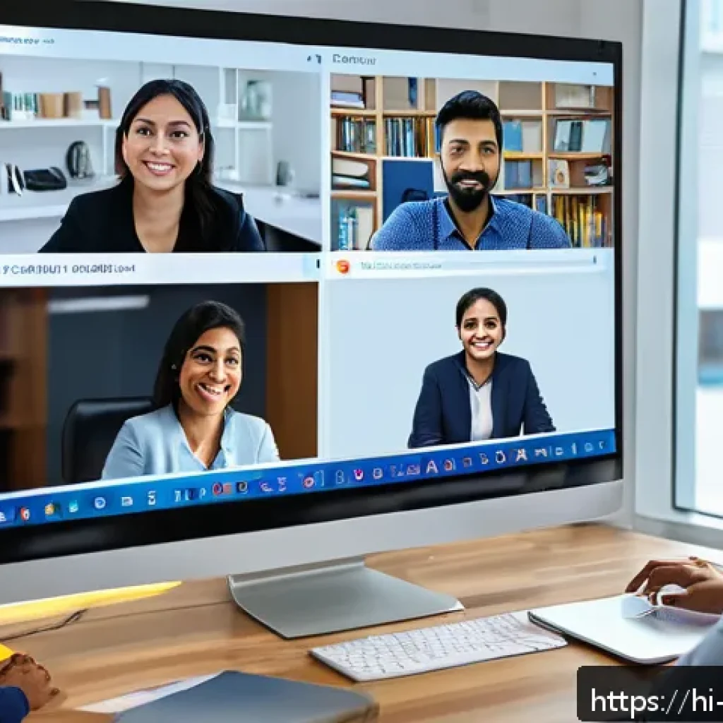 무역영어 자격증으로 국제 NGO 활동 - A diverse group of professionals in a modern international NGO office, actively engaged in a virtual...