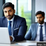 무역영어 자격증의 직무 적용과 효과 분석 - A professional Indian man in formal business attire sitting confidently at a modern office conferenc...
