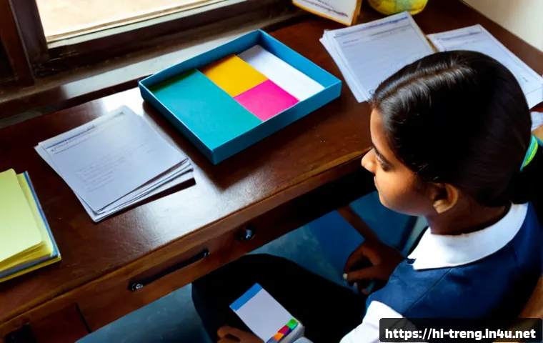 무역영어 필기시험 대비 자료 제작 노하우 - Photorealistic overhead view of an Indian student creating trade English exam study materials at a n...